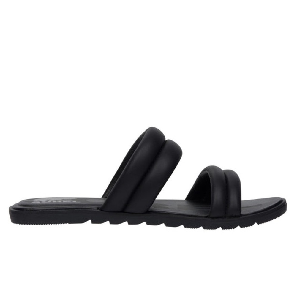 NWOB Sorel Ella Il Leather Puff Slide in Black/Sea Salt Sz 9. - Picture 3 of 11